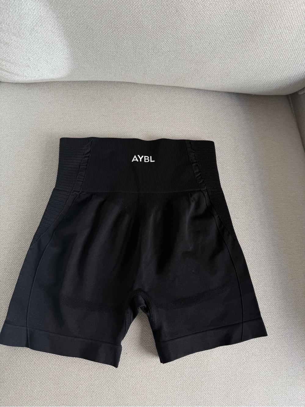AYBL Black High-Rise Athletic Bike Shorts with Logo